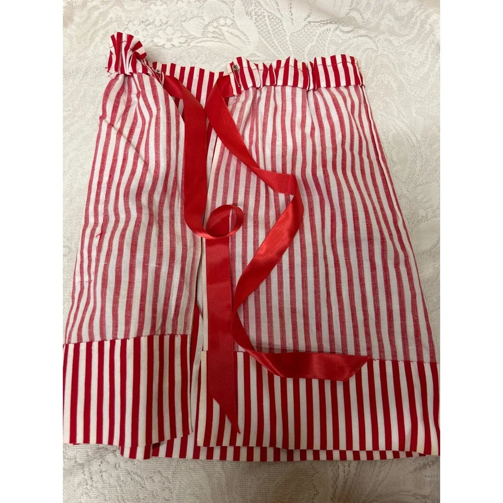 Red‎ and White Striped Christmas Holiday Half Apron with Jingle Bells